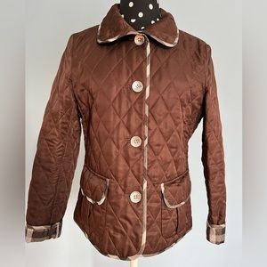 Burberry Quilted Brown Jacket w/ Buttons and Collar